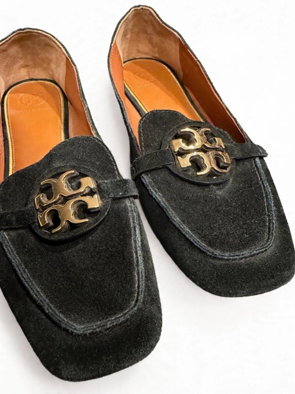 Tory Burch Black Suede Miller Logo Loafers